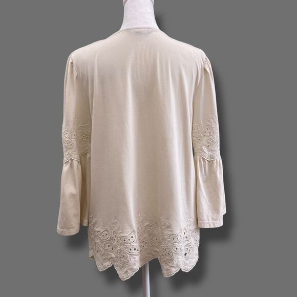 Lauren Ralph Lauren Boho Top Tassel Black Label Cottage Off White Medium - Picture 2 of 12